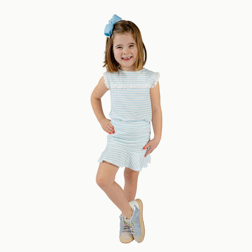 Eyelet Lace Tank in Blue Heart Stripe
