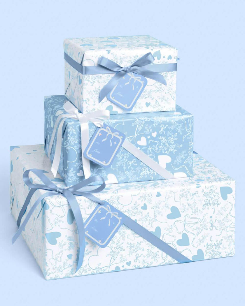 Something Blue Wrapping Paper Set - 12 sheets + 16 tags