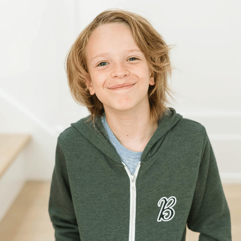 Hooded Zip-up Sweatshirt Retro Initial