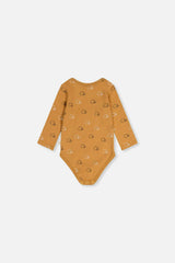 Organic Cotton Onesie Brown Printed Hedgehogs