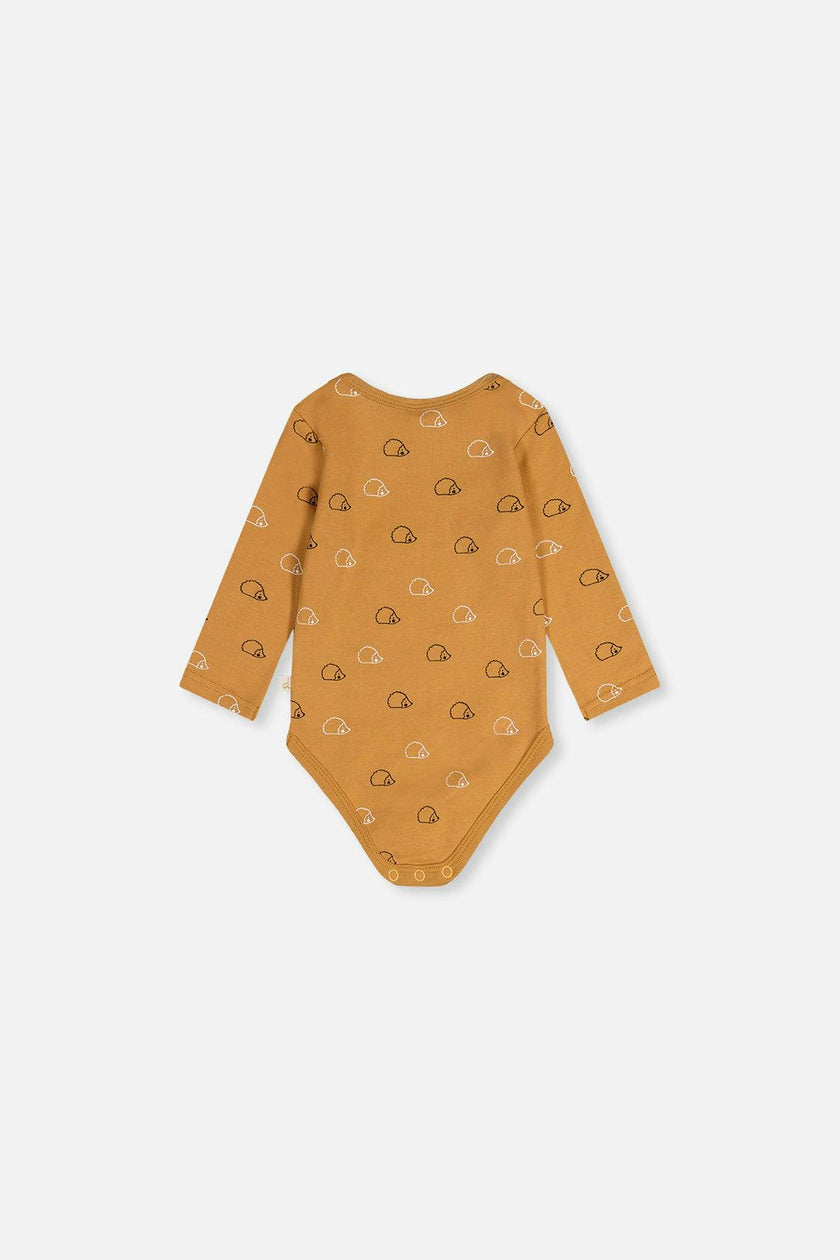 Organic Cotton Onesie Brown Printed Hedgehogs