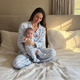 Hydrangeas Women's Button Front Long Pajama Set