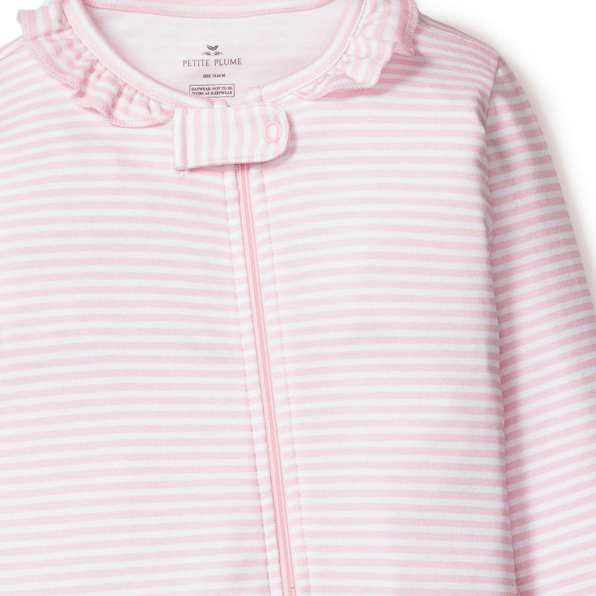 Baby's Pima Snug Fit Romper in Pink Stripes