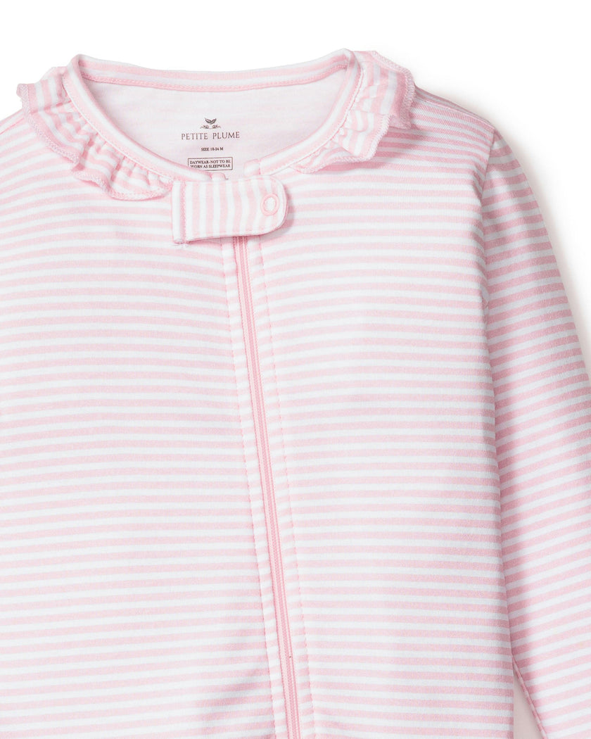 Baby's Pima Snug Fit Romper in Pink Stripes