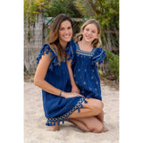 Serena Girls Tassel Dress Galaxy Embroidery, Blue