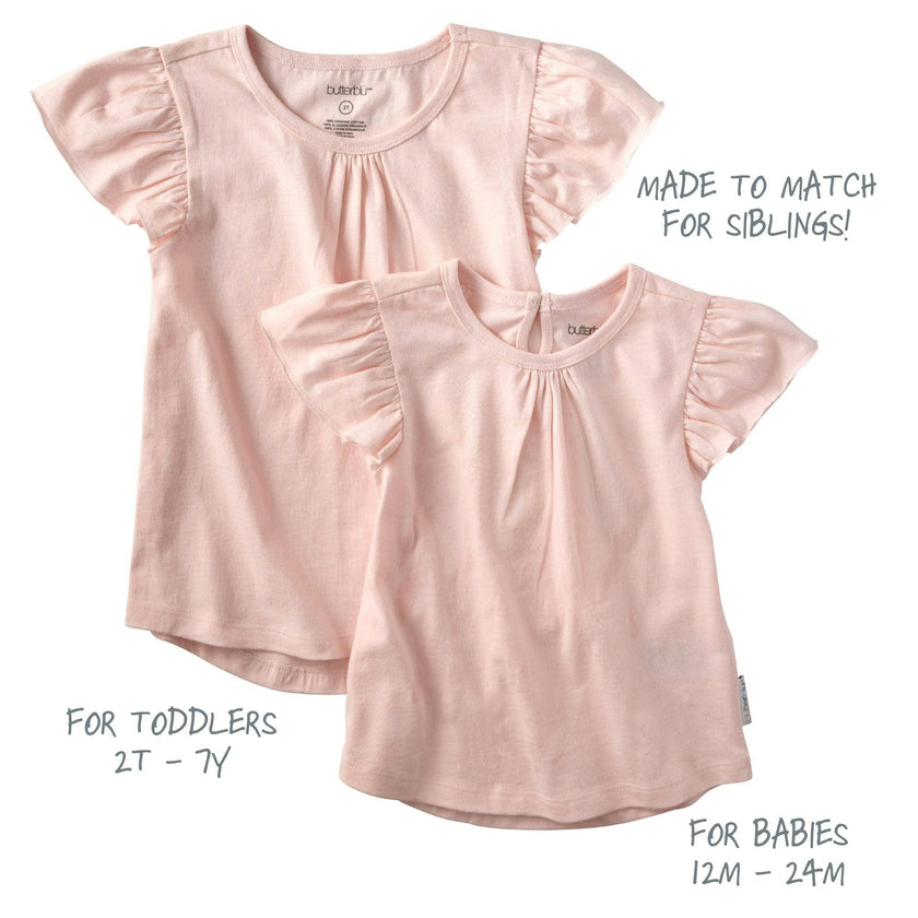 ROSE 5-Pack Ruffle Shoulder Short Sleeve T-shirts