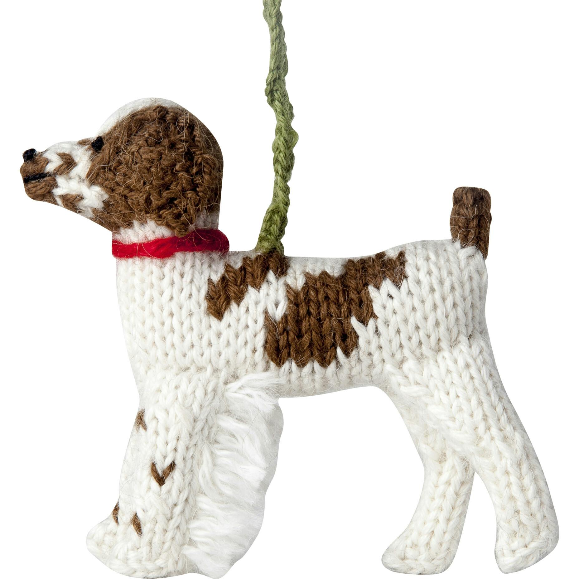 Brittany Spaniel Dog Hand Knit Christmas Ornament