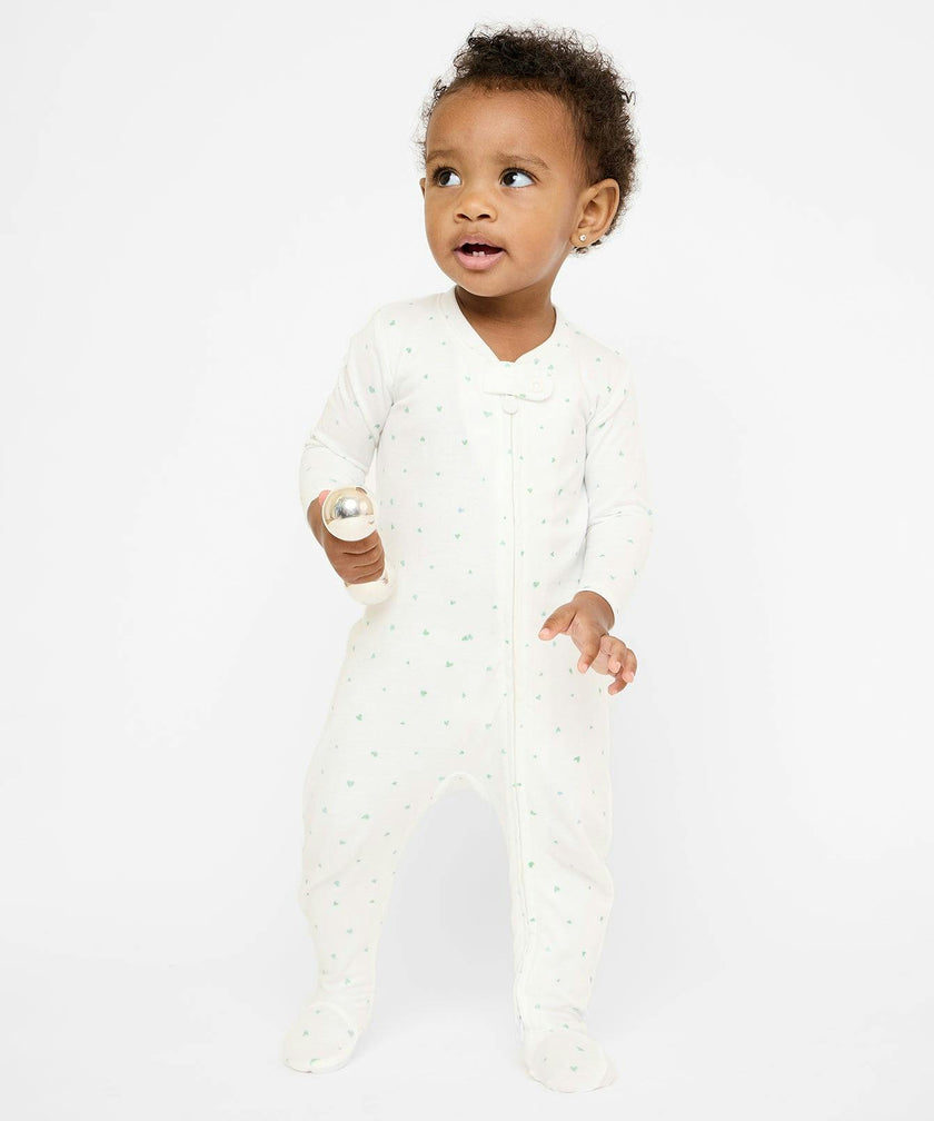 Marley Zip Pajama, Seafoam Hearts