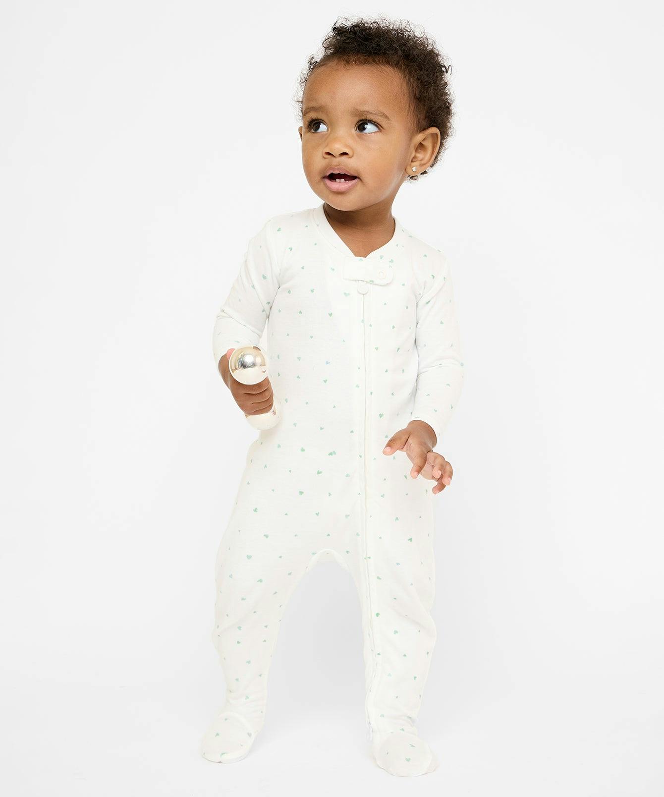 Marley Zip Pajama, Seafoam Hearts