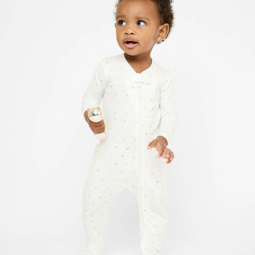 Marley Zip Pajama, Seafoam Hearts