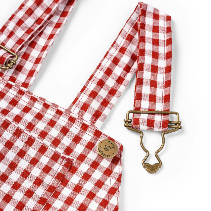 Maroon Check Seersucker Overalls