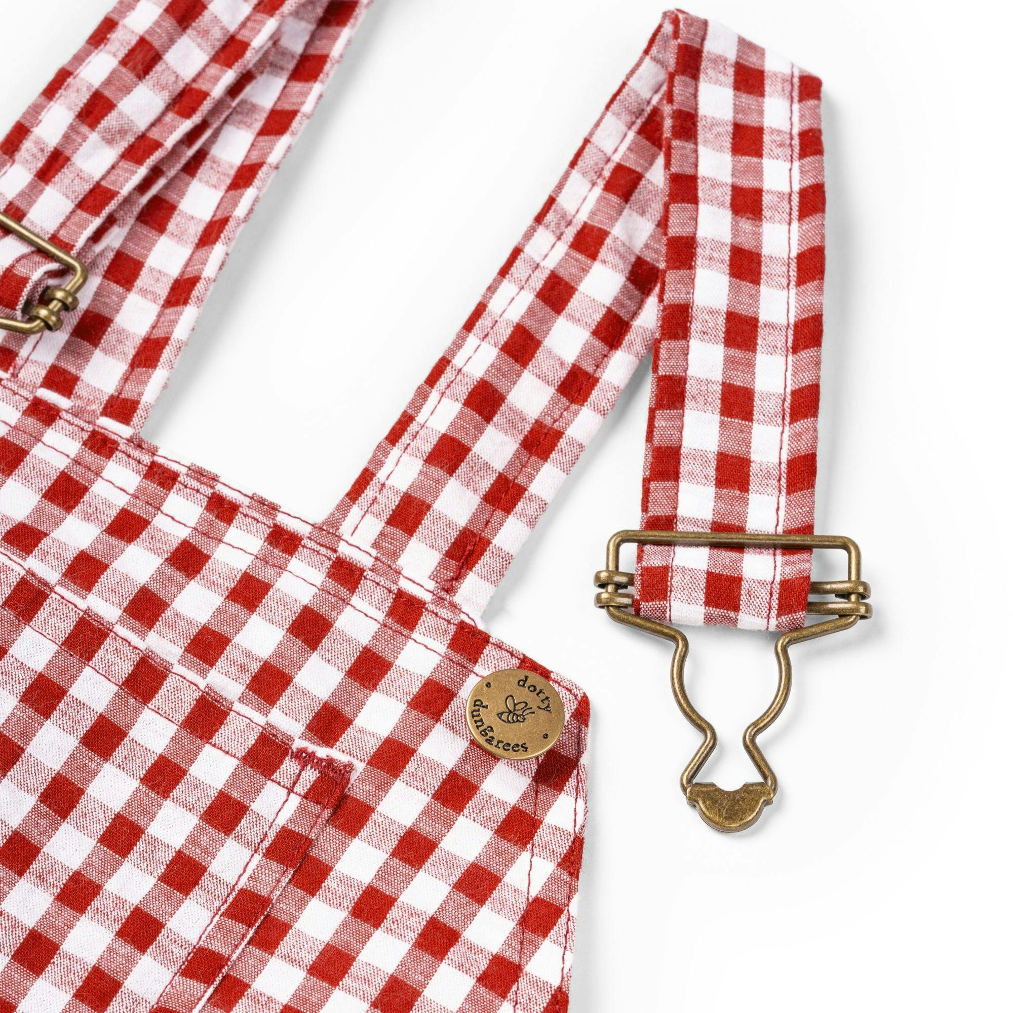 Maroon Check Seersucker Overalls