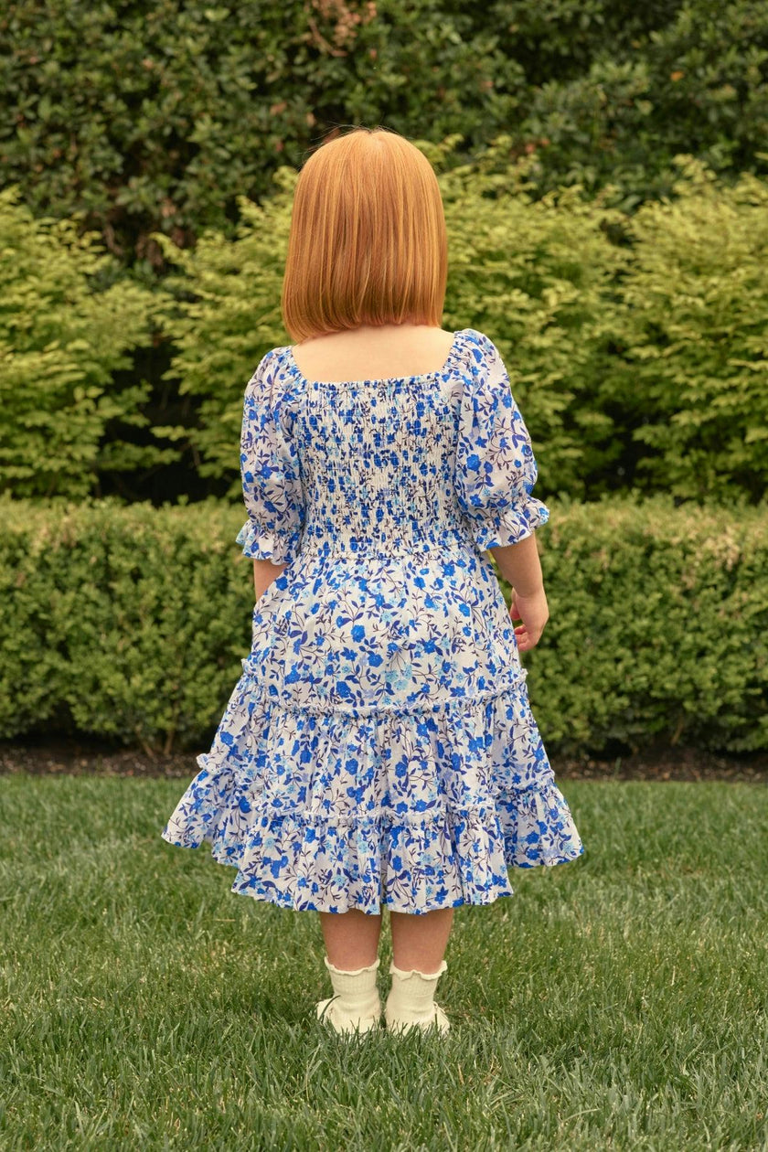 Mini Madeline Dress in Ditsy Cobalt Floral