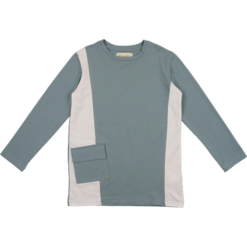Colorblock Pocket 3-Quarter Sleeves Tee