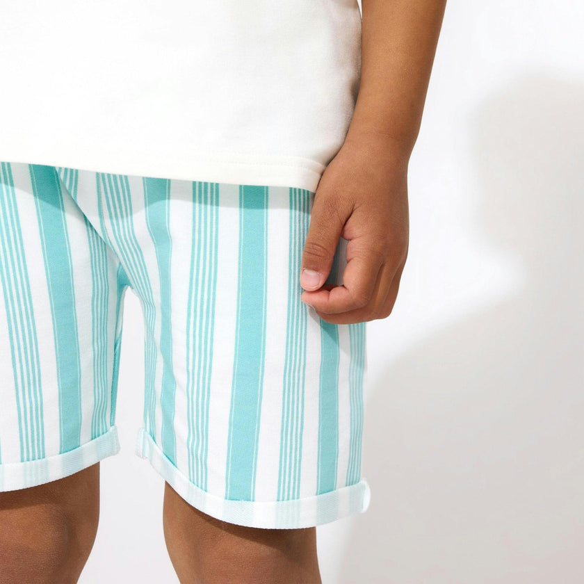 Blue Stripes Bamboo Terry Kids Daywear Shorts