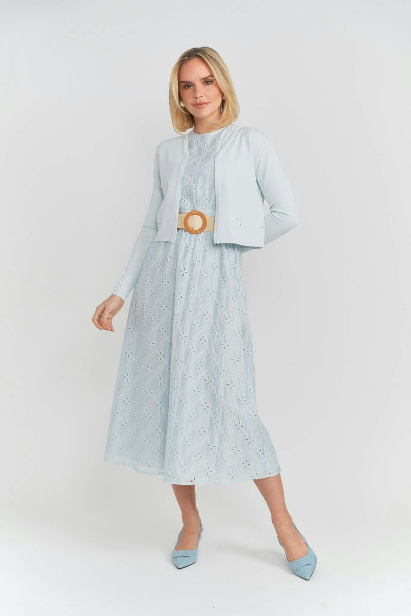 Woven Embroidered Jumper Cardigan Set