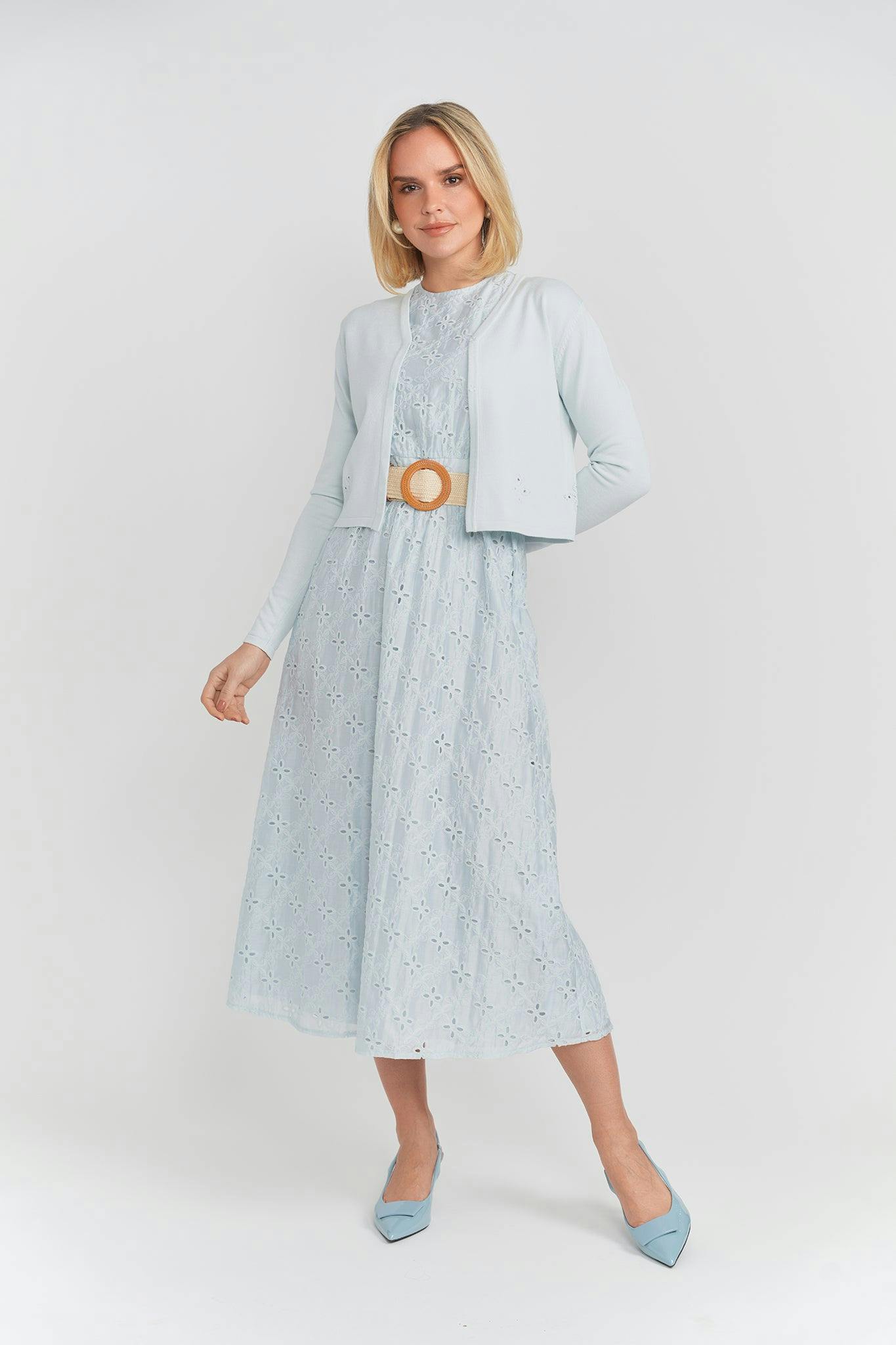 Woven Embroidered Jumper Cardigan Set