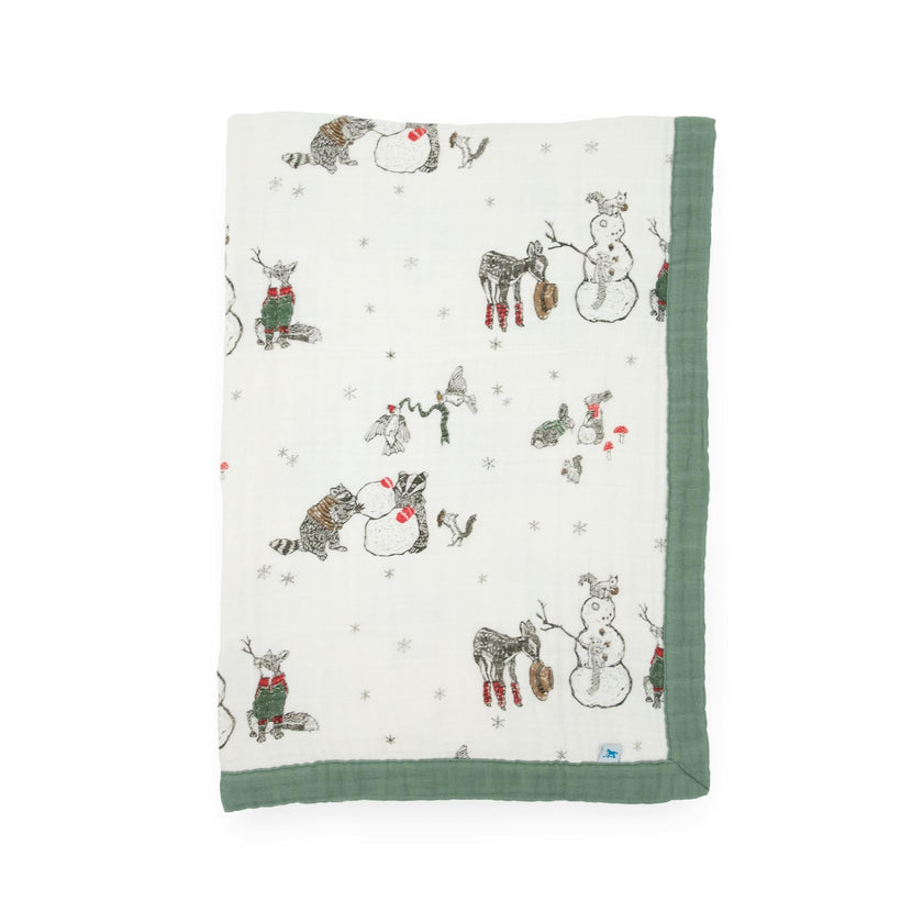 Cotton Muslin Baby Quilt - Snow Day