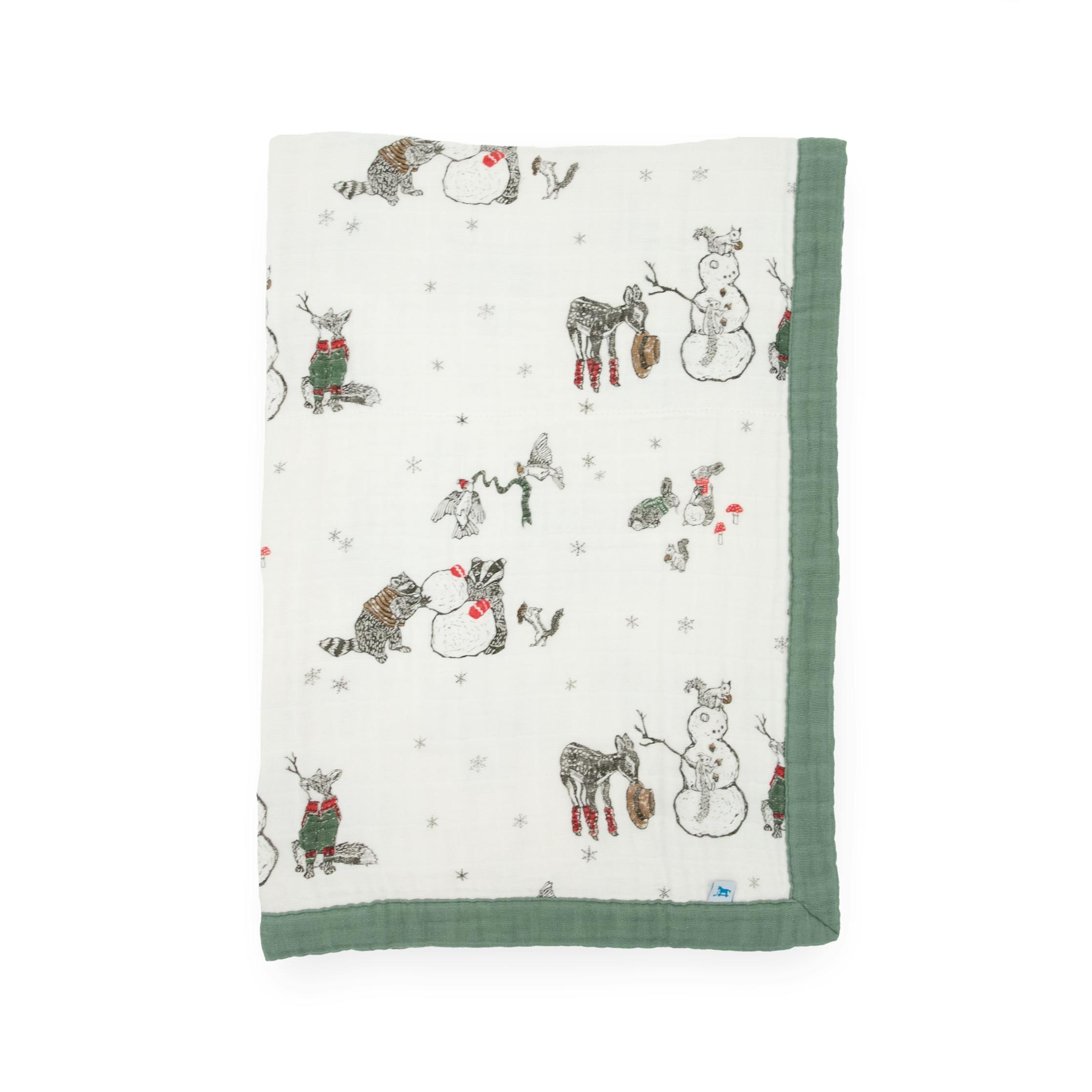 Cotton Muslin Baby Quilt - Snow Day