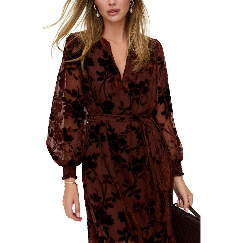 Brezze High Neck Velvet Burnout Mini Dress