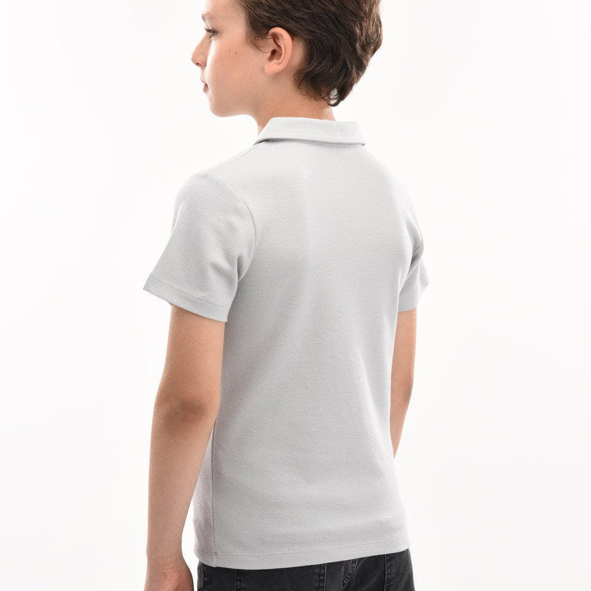 Gray Solid Logo Polo