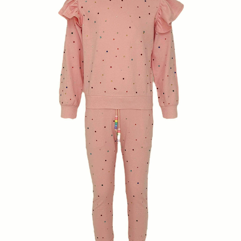 Rainbow Crystal Ruffle Jogger Set