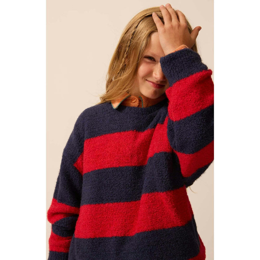 Weekend Sweater in Symphony Stripe, Red