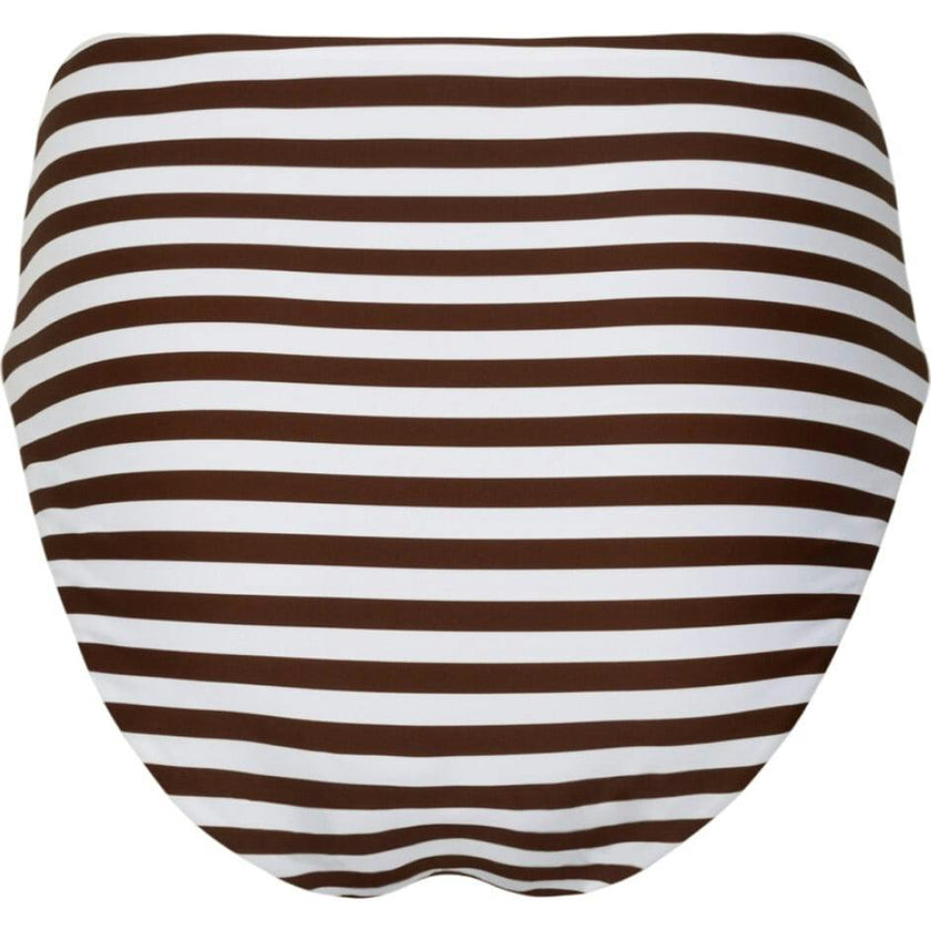 women's cocoa stripe high waist bikini bottom