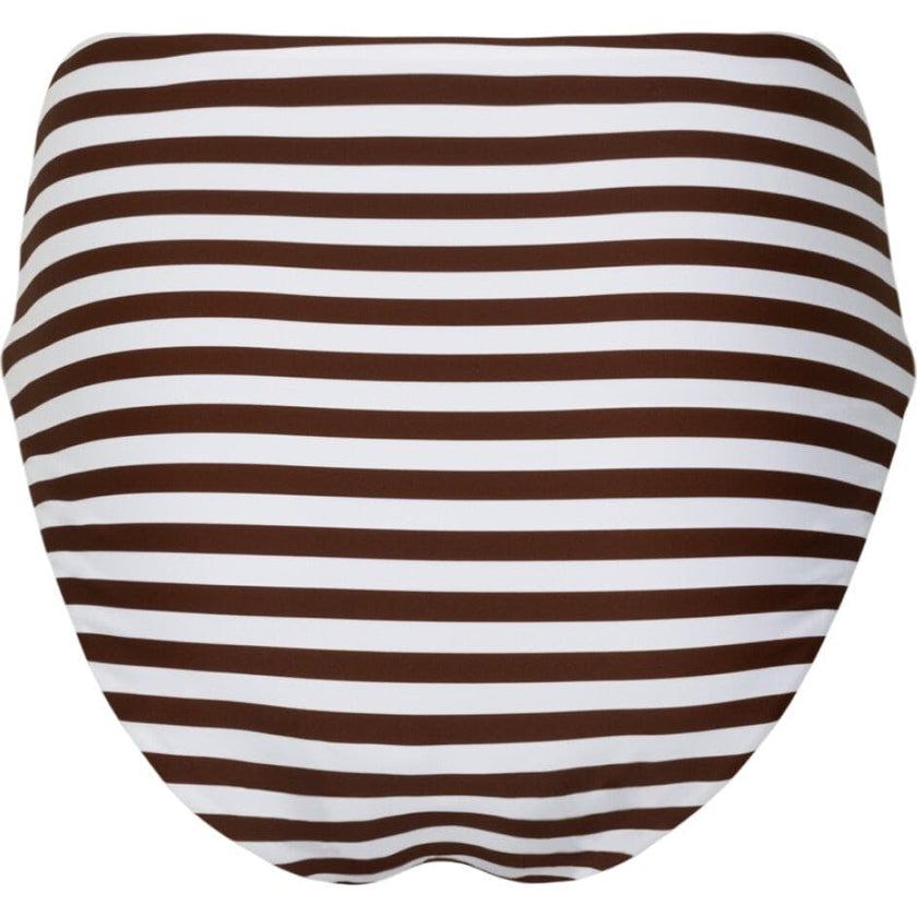 women's cocoa stripe high waist bikini bottom