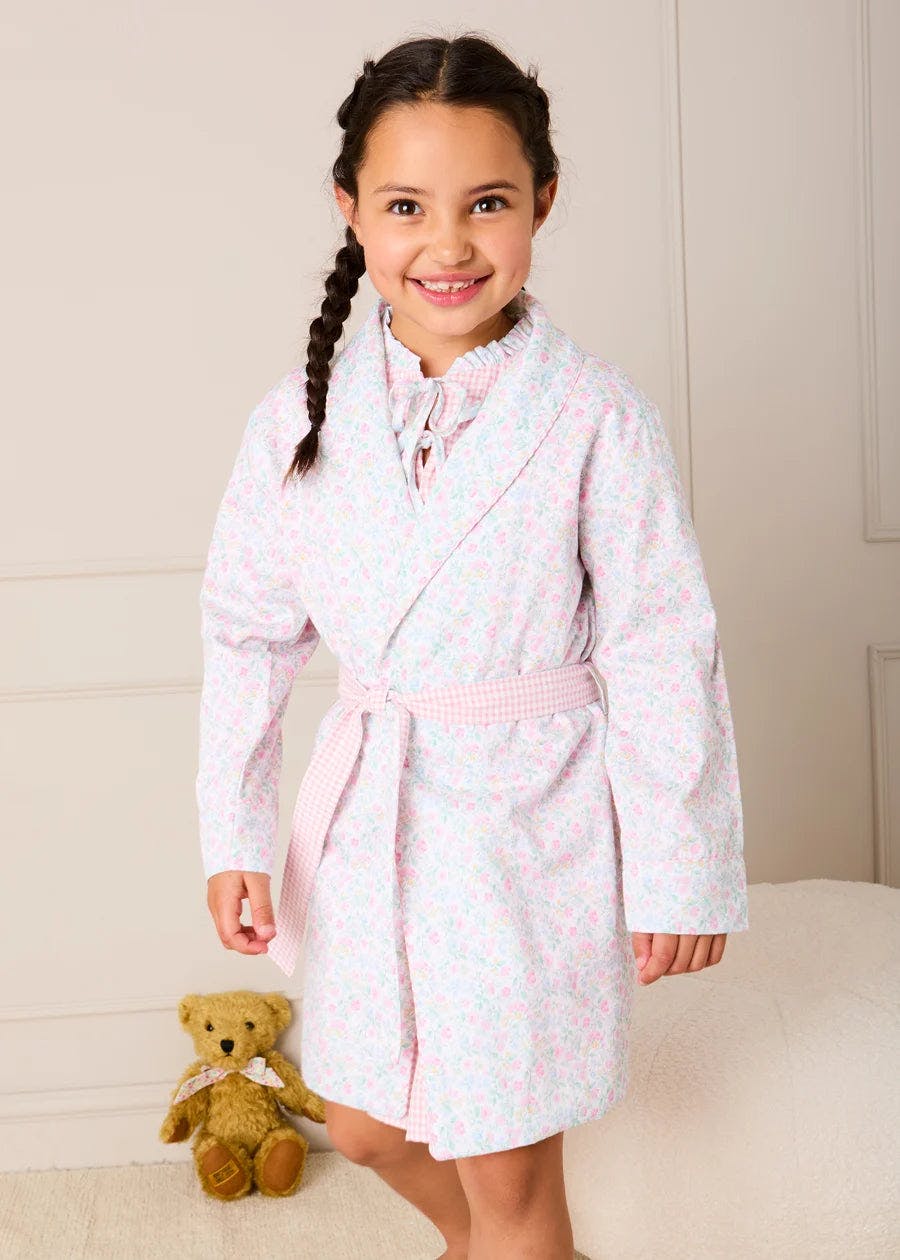Harriet Floral Light Weight Dressing Gown in Pink (2- 10yrs)