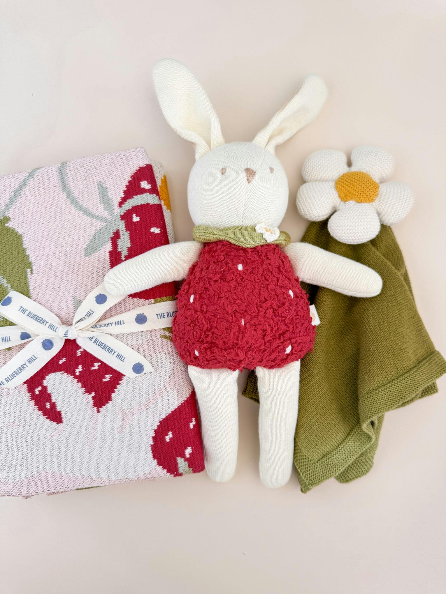 Blanket Lovey and Plush Toy Set - Strawberry Flower