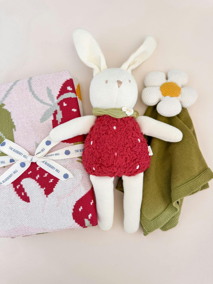 Blanket Lovey and Plush Toy Set - Strawberry Flower