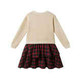 Girls Holiday Sweater Dress | Plaid Bow