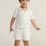 boys shell white french terry short