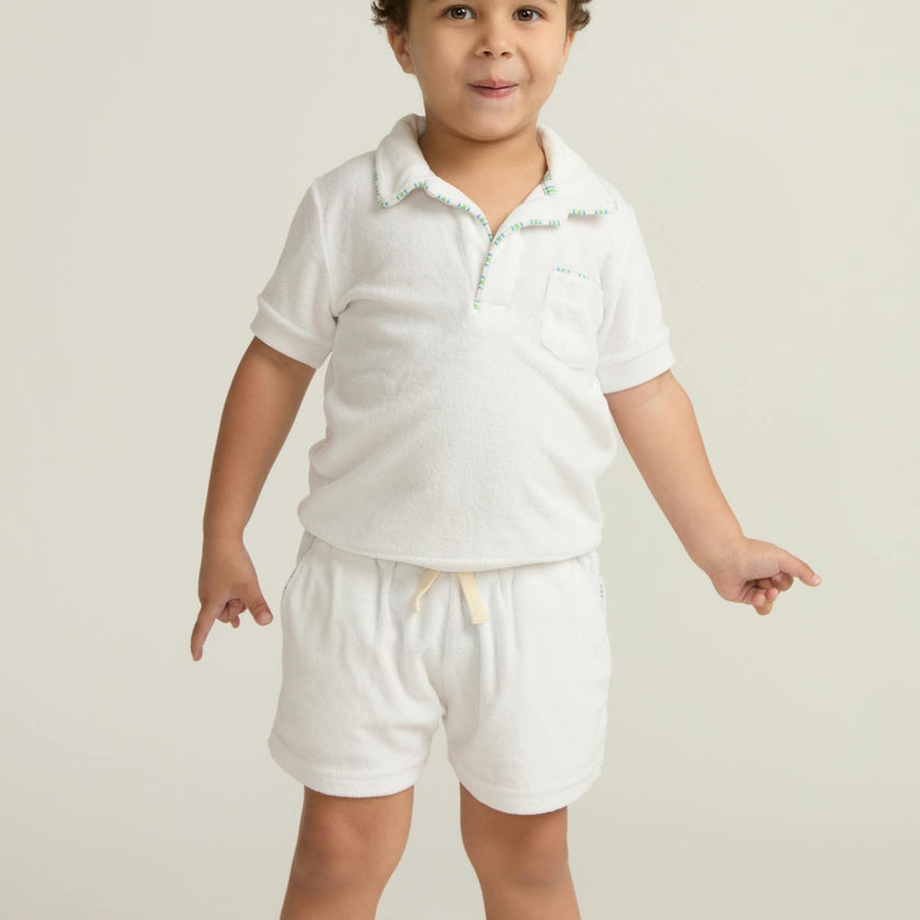boys shell white french terry short