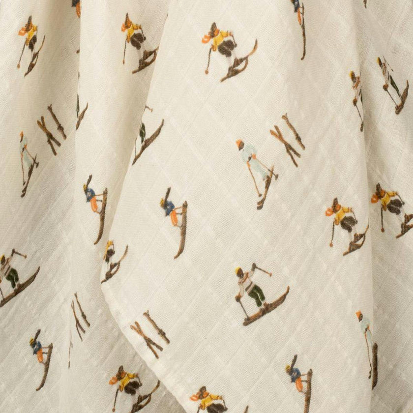 Vintage Natural Ski Organic Cotton Muslin Two-Piece Burp Cloth Set