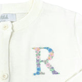 Custom Embroidered Cardigan With Floral Initial