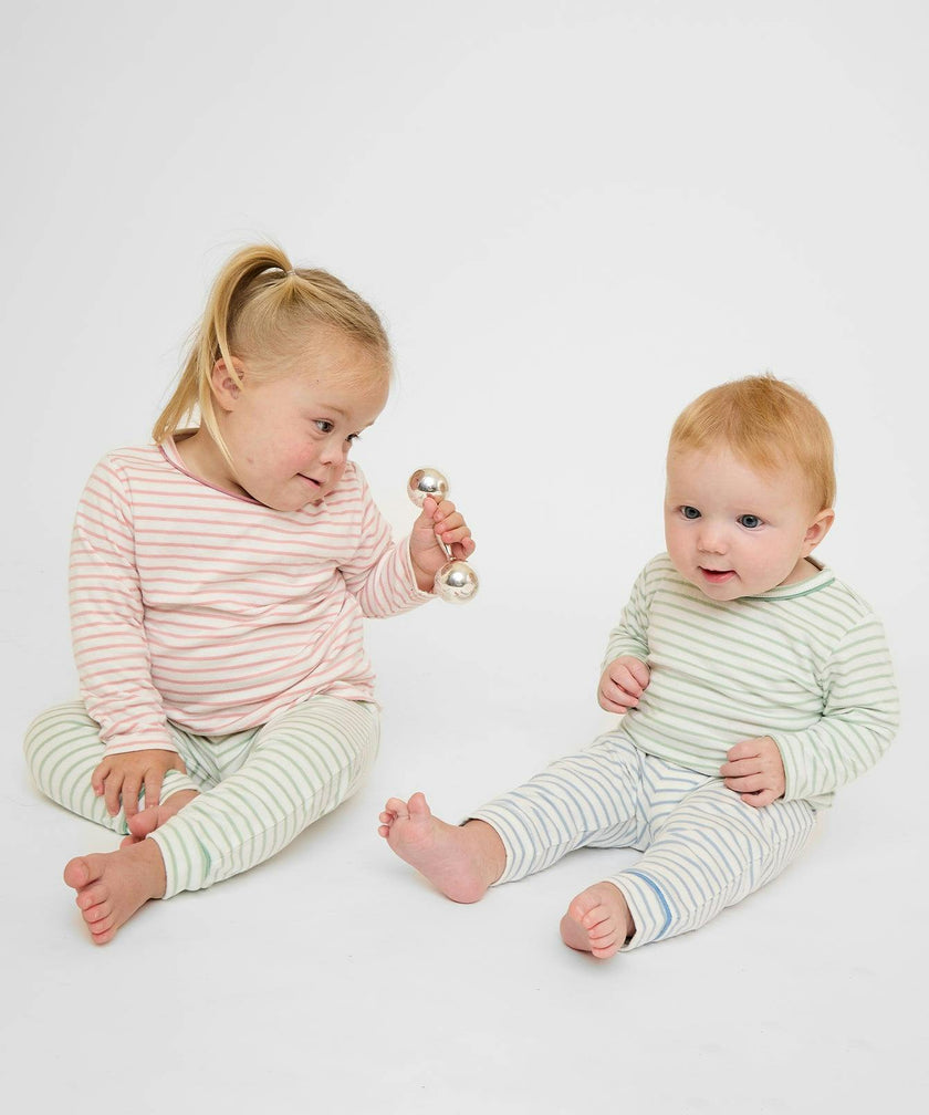 Andy Baby Legging, Dusty Blue Mini Stripe