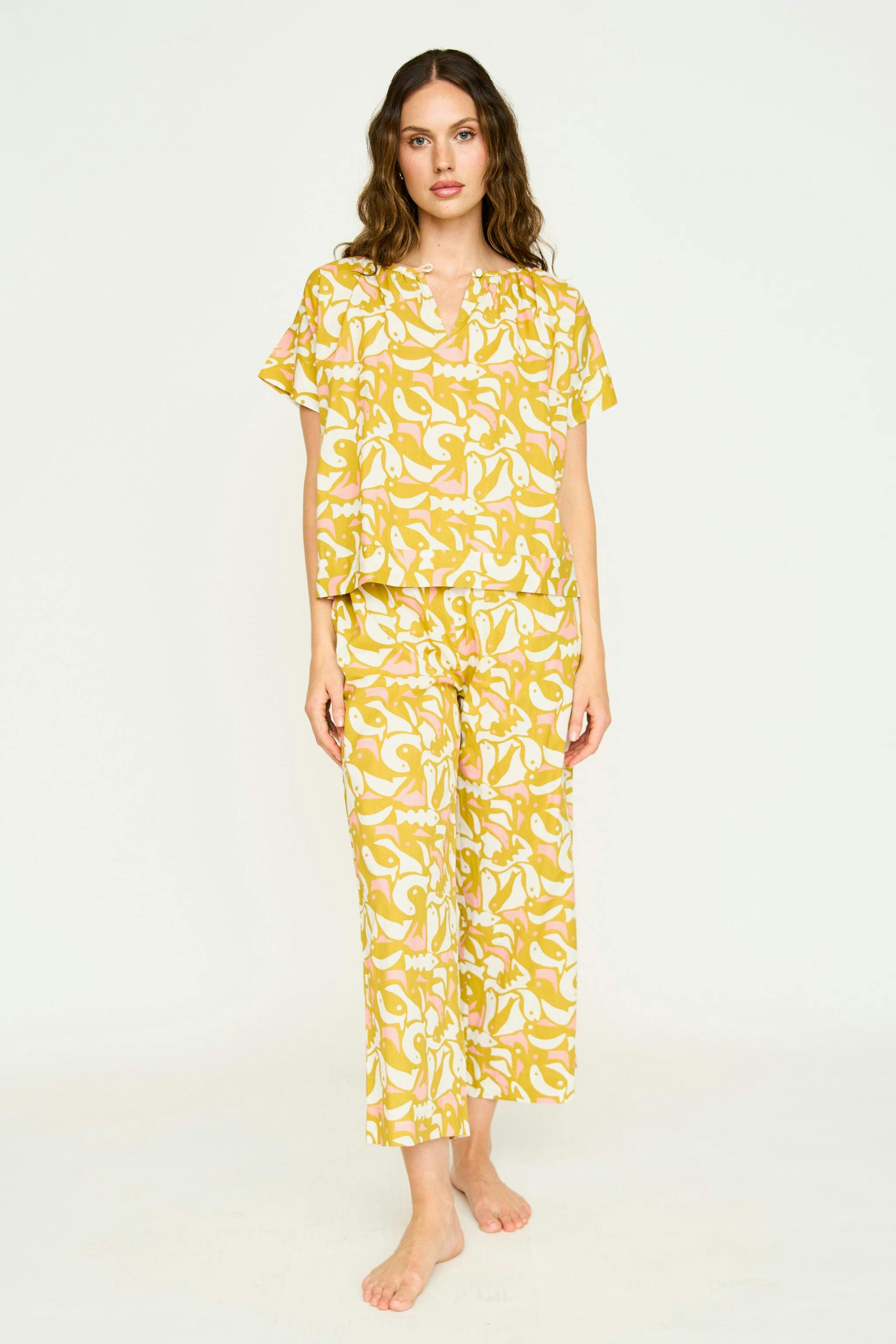 Pajama Pant Set in Canary
