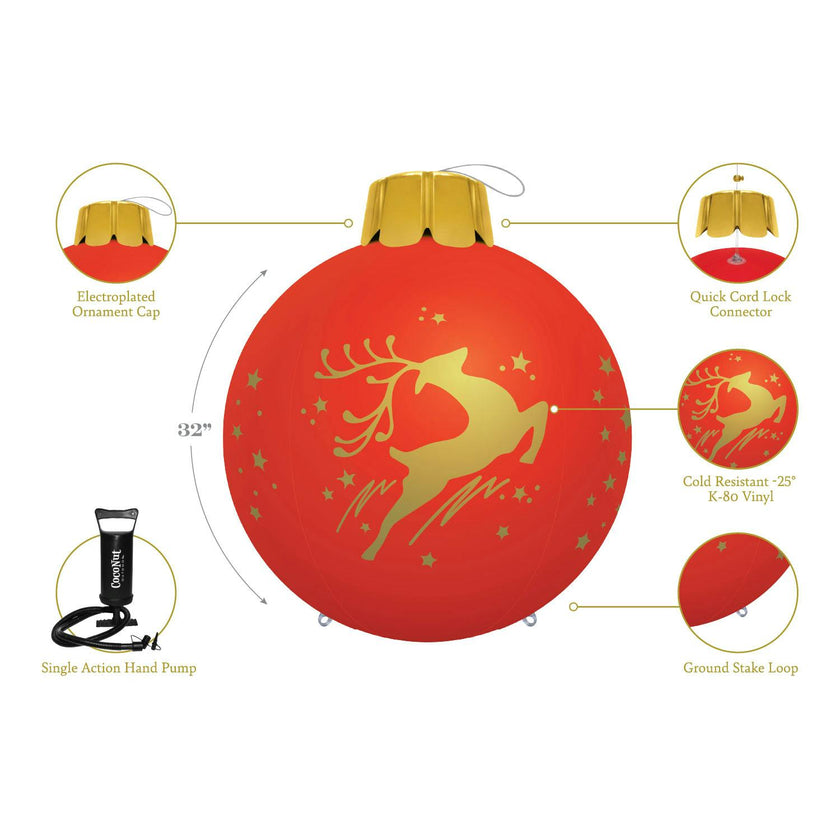 32" Inflatable Holiday Ornament - Red 3 Pack