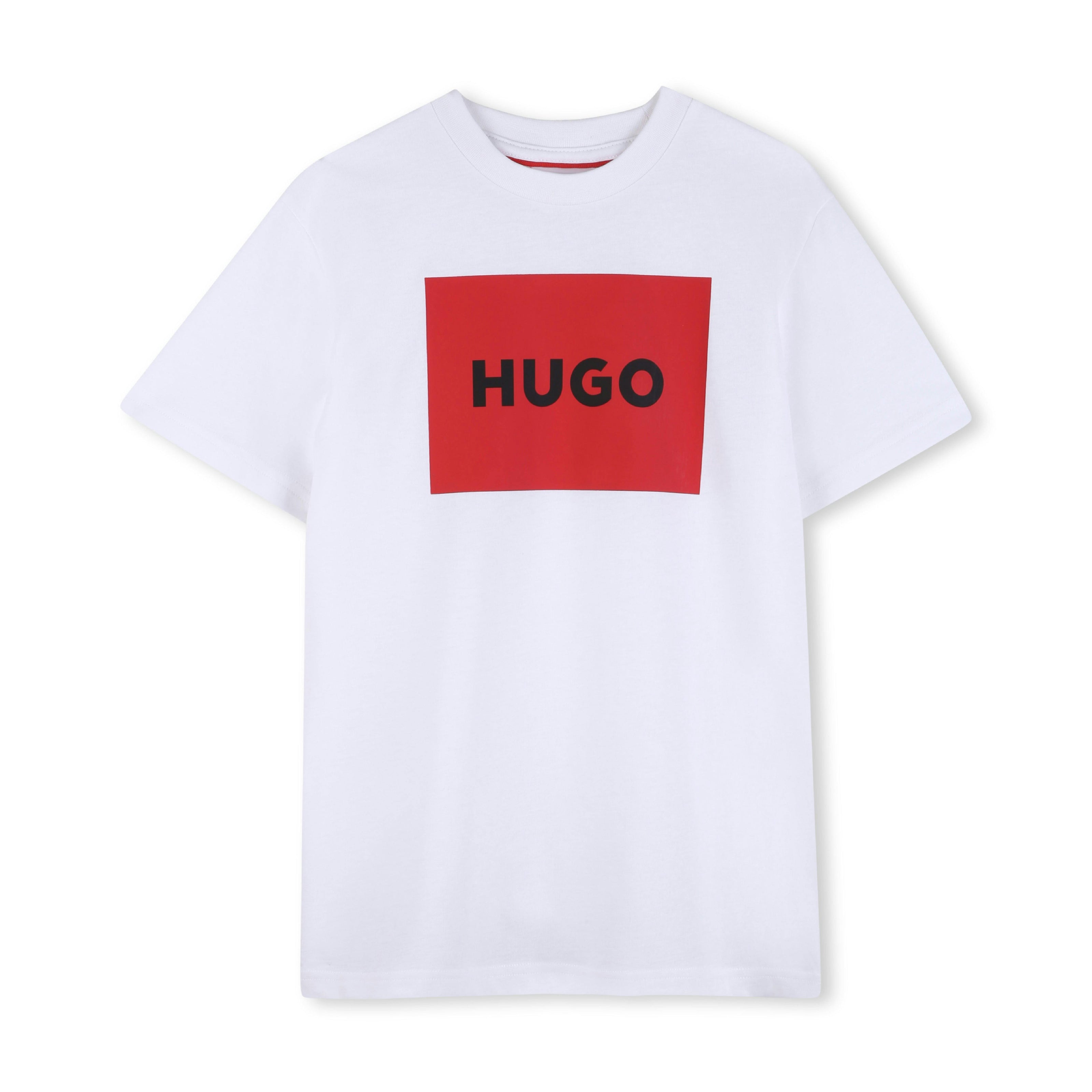 White Regular-fit T-shirt in Cotton with Red Logo