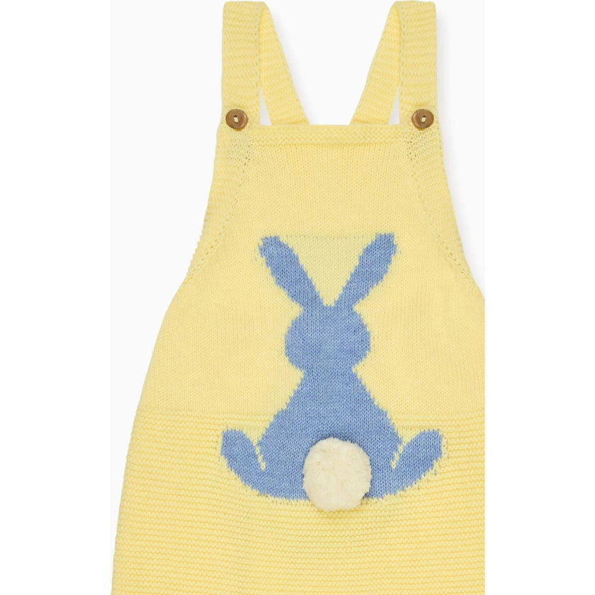 Lemon Crispa Cotton Bunny Baby Knitted Dungarees