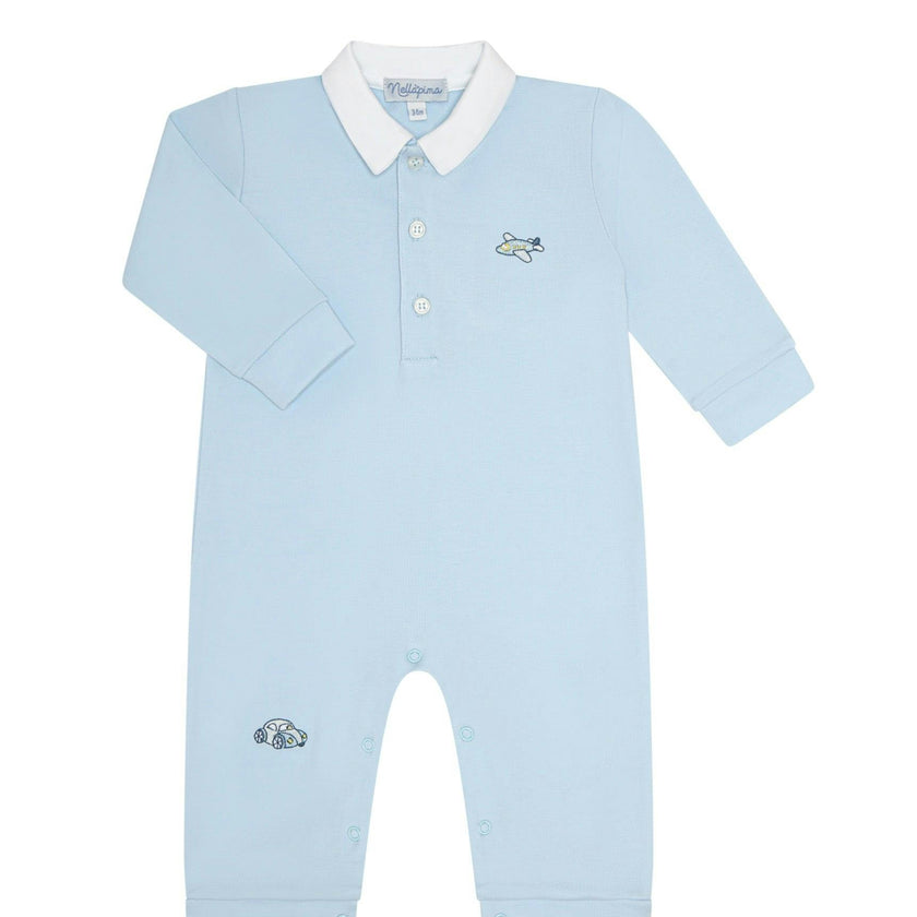 Mini Voyages Embroidery Romper LS