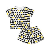 Black & Yellow Hearts Short Pajama set