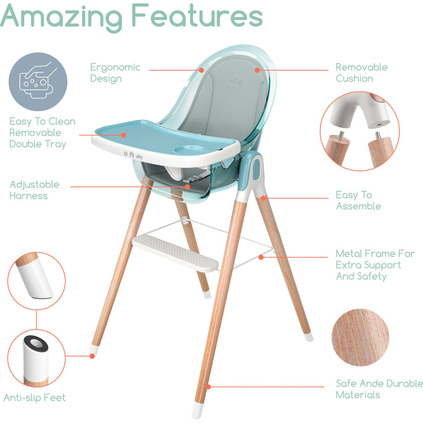 Children of Design 6 in 1 Deluxe High Chair with Cushion