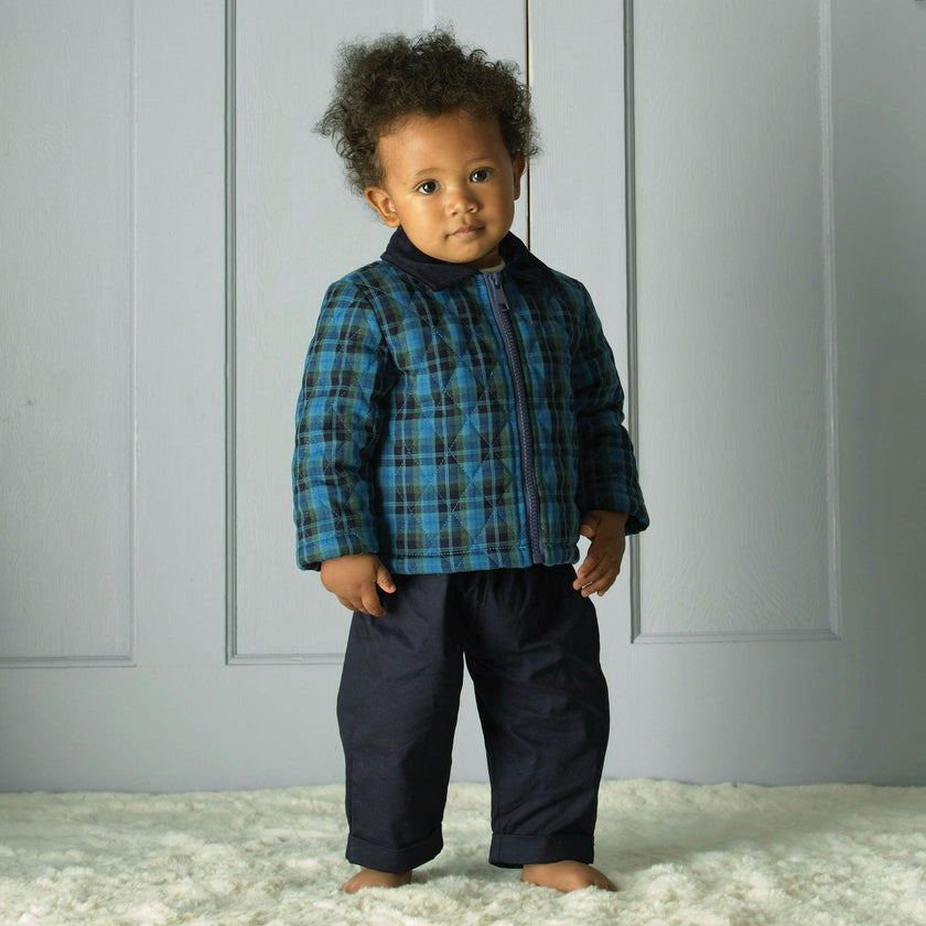Navy Check Quilted Jacket