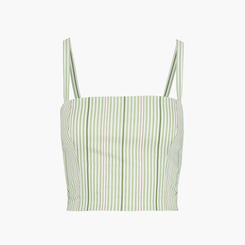 The Miranda Top - Green Jacquard Stripe