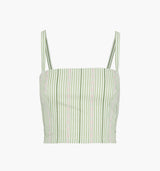 The Miranda Top - Green Jacquard Stripe