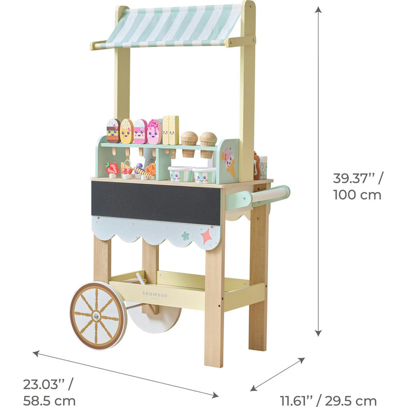 Jolly Pals Wood Ice Cream Stand with 33 Accessories and Chalkboard