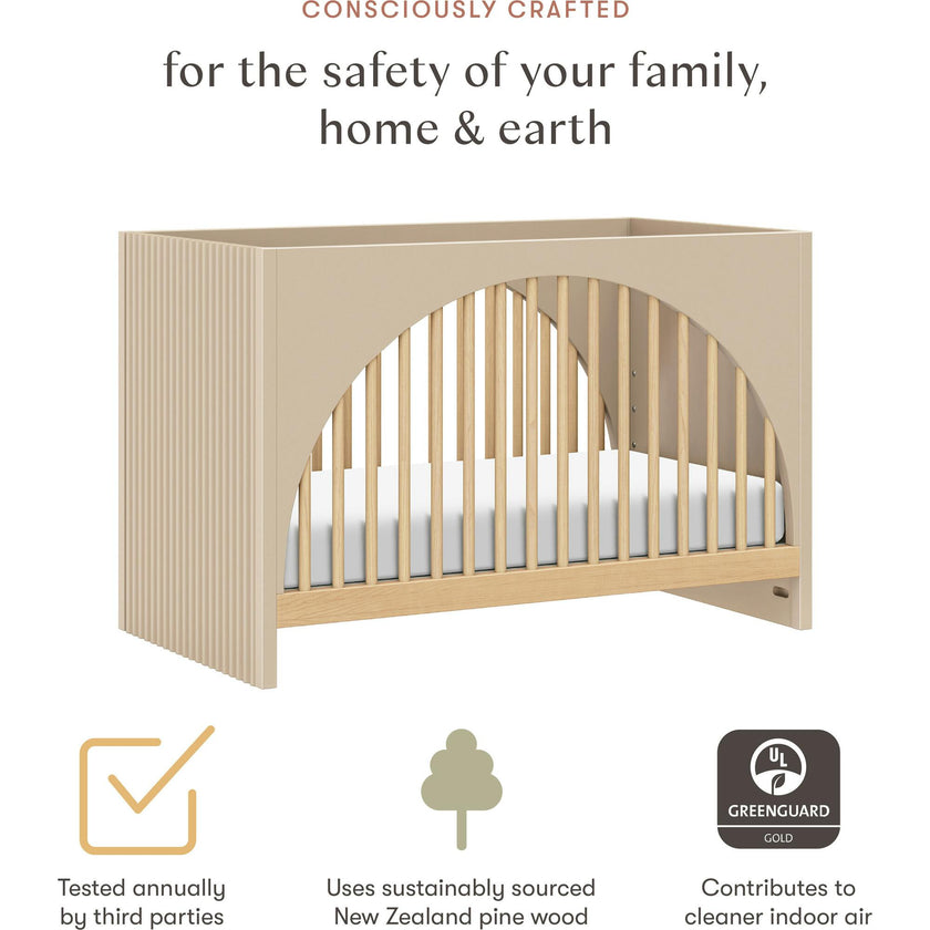 Moab 3-in-1 Convertible Crib in Taupe / Ash
